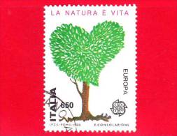 ITALIA - USATO - 1986 - Europa - 31ª Emissione  - 650 L. • Albero A Forma Di Cuore, La Natura è Vita - 1981-90: Usati
