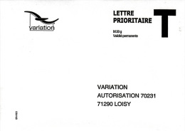 VARIATION 71 LOISY LETTRE PRIORITAIRE ENVELOPPE REPONSE  T VALIDITE PERMANENTE - Karten/Antwortumschläge T