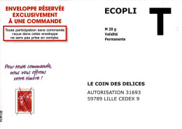 LE COIN DES DELICES 59 LILLE LETTRE ECOPLI ENVELOPPE REPONSE  T VALIDITE PERMANENTE - Cartes/Enveloppes Réponse T