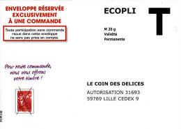 LE COIN DES DELICES 59 LILLE LETTRE ECOPLI ENVELOPPE REPONSE  T VALIDITE PERMANENTE - Cartas/Sobre De Respuesta T