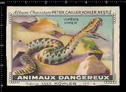 Old Original Swiss Poster Stamp (cinderella, Label) Nestle - Amphisbaena Reptiles Dangerous Animals Snake Schlange - Snakes