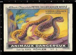 Old Original Swiss Poster Stamp (cinderella, Label) Nestle - Reptiles Dangerous Animals Snake Schlange Hornviper - Snakes