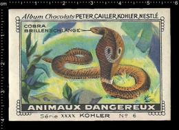 Old Original Swiss Poster Stamp (cinderella, Label) Nestle - Reptiles Dangerous Animals Snake Schlange Cobra - Snakes