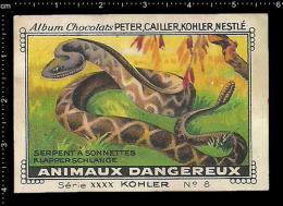 Old Original Swiss Poster Stamp (cinderella, Label) Nestle - Reptiles Dangerous Animals  Snake Schlange Rattlesnake - Serpents