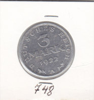 3 MARK Alu DEUTCHES REICH 1922 A - 3 Mark & 3 Reichsmark