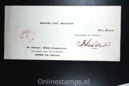 Nederland: Brief Hoorn Den Helder, Dienst Nationale Militie, Storm De Grave, 1854 Aankondiging Zitting. - Storia Postale