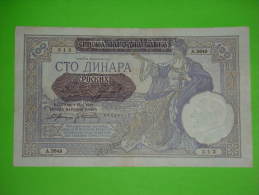 Yugoslavia Kingdom,Serbia,German Occupation WWII,100 Dinar 1941.,overprinted,banknote,paper Money,bill,vintage - Servië