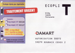 DAMART - 59 ROUBAIX - ENVELOPPE REPONSE T - LETTRE ECOPLI - M 20 G VALIDITE PERMANENTE - Cards/T Return Covers