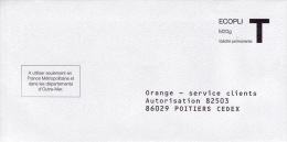 ORANGE SERVIVE CLIENTS - 86 POITIERS - ENVELOPPE REPONSE T - LETTRE ECOPLI - M 20 G VALIDITE PERMANENTE - Karten/Antwortumschläge T