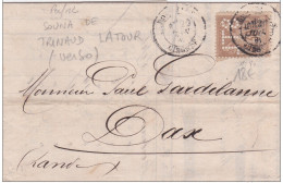 1881 - SAGE PERFIN / PERFORE S.T.L (BANQUE SOULA, De TRINCAUD-LA TOUR) Sur ENVELOPPE De BORDEAUX - Covers & Documents