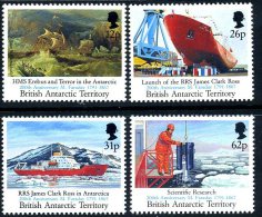 British Antarctic Territory BAT 1991 James Clark Ross Ship Faraday Overprints Set Of 4, MNH - Ongebruikt