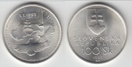 TOP QUALITY ** SLOVAQUIE - SLOVAKIA - 100 KORUN 1993 NATIONAL INDEPENDENCE - ARGENT - SILVER - UNC ** ACHAT IMMEDIAT !!! - Slowakije