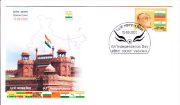 Special Cover Issued From India On 63rd Independence Day From Baroda On 2009 - Briefe