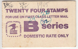 Booklet, United States, B Series, Domestic Rate, First Class Letter,  As Scan - 3. 1981-...