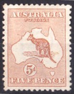 Australia 1913 Kangaroo 5d Chestnut 1st Watermark MH - - Mint Stamps