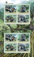 Central African Republic. 2012 Chimpanzee. (201f) Sheet Of 2 Sets. - Chimpancés