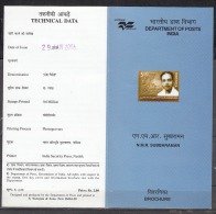 INDIA, 2006, N M R Subbaraman (Madurai Gandhi), Freedom Fighter And Social Worker, Folder - Briefe U. Dokumente