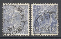 AUSTRALIA, 1926-30 3d (both Die I And Die II) VFU, Cat £8 - Usati