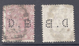 GB-PERFIN 1876 2½d Rosy Mauve (plate 6), Perf.  D B - Perfins