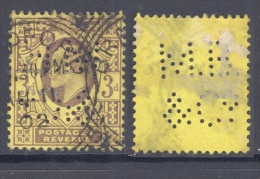 GB-PERFIN 1902, 3d, DeLaRue, Perf. M B & Co - Perfins