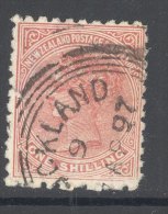 NEW ZEALAND, 1895 1/- (P10x11) (tear), Cat £10 - Oblitérés