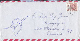 Greenland Airmail Par Avion SDR. STRØMFJORD 1976 Cover Brief 90 Ø Queen Margrethe II. (Cz. Slania) Bird Vogel Cachet - Lettres & Documents