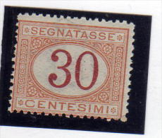 ITALIA REGNO ITALY KINGDOM 1870 - 1874 TASSE TAXES SEGNATASSE CENTESIMI 30 MNH FIRMATO SIGNED - Strafport