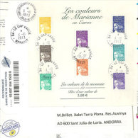 BF Les Couleurs De Marianne En €. BF Nr 44, Sur Lettre Recommandée Adressée En Andorre - Usati