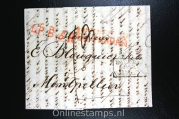 Nederland: Brief Amsterdam Naar Montpellier, 1822, L.P.B. 5 R, Transitstempel Pays-Bas Par Valenciennes - ...-1852 Precursores