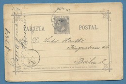 SPAGNA INTERO POSTALE TARJETA POSTAL 10 C. DA TARRAGONA A BERLINO  - 1884 - Covers & Documents