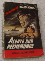 Claude Rank, Alerte Sur Peenemunde, Fleuve Noir, Couverture Noire Bande Rouge "Espionnage" 1961 - Fleuve Noir