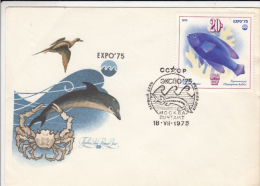 DOLFIN, CRAB, SEAGULL, COVER FDC, 1975, RUSSIA - Dauphins