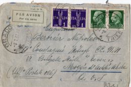 BUSTA  POSTALE DA GRADO PER A.O.I.-BRIGATA  MISTA "TEVERE"-REGNO-POSTA AEREA LIRE1 X2 E CENT.25X2 - Marcophilie (Avions)