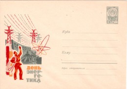 USSR Russia 1966 Cover " Energy Day ", Electricity, Nuclear Energy. Mint Postal Stationery Cover - Atomo