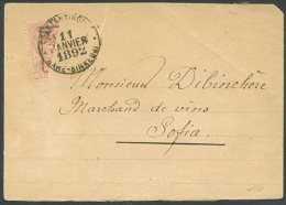 SOUTH BULGARIA CONSTANTINOPLE TO SOFIA Cover Yv # 11 Bisected On Fragment 1892 - Lettres & Documents