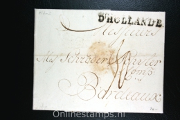 Nederland:brief  Naamstempel D´Hollande , Amsterdam Naar Bordeaux, 1800 - ...-1852 Préphilatélie