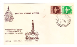 India Special Cover On India Visit Of Eisenhower-president Of United States-3v Cover - Briefe