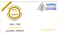India Special Cover On Golden Jubilee Of Fifth Battalion Of The Mahar Regiment On 23.03.1998 With Information Folder - Briefe