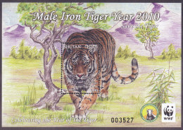 G)2010 BHUTAN, MALE IRON TIGER, CELEBRATING THE YEAR OF THE TIGER, S/S MNH - Bhoutan