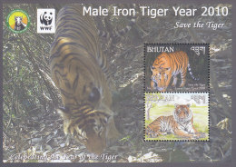 RG)2010 BHUTAN, MALE IRON TIGER, CELEBRATING THE YEAR OF THE TIGER, SAVE THE TIGER, S/S, MNH - Bhoutan