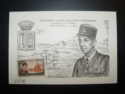 COLONEL JEAN COLONNA D'ORNANO ALGERIE ALGER MOURZOUK 1er JOUR FDC CARTE MAXIMUM 1951 - Lettres & Documents