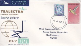 New Zealand 1960 Inaugural Flight Auckland-Nandi Souvenir Cover - Brieven En Documenten