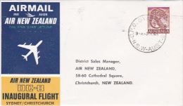 New Zealand 1965 Inaugural Flight By DC-8 Sydney-Christchurch Souvenir Cover - Brieven En Documenten