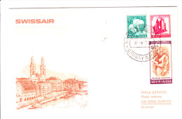 Swiss Air First Flight Cover - Bombay To Zurich On 08.04.1970 - Omslagen