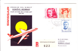 Swiss Air First Flight Cover - Geneva-bombay On 02.11.1969 - Briefe