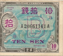 JAPON / JAPAN - 10 SEN MILITARY CURRENCY / SERIE NR 100 - Giappone