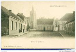 Mortsel (Vieux-Dieu) : La Rue De La Station (geanimeerd!) + Kerk - Mortsel