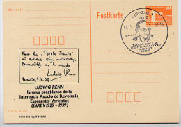 DDR P86II-48-89 C74 Privater Zudruck ESPERANTO LUDWIG RENN Leipzig Sost. 1989 - Cartes Postales Privées - Oblitérées