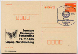 DDR P86II-25-89 C57 Privater Zudruck ESPERANTO SCHMETTERLING  Leipzig Sost. 1989 - Cartes Postales Privées - Oblitérées