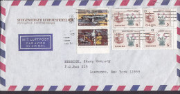 Canada Airmail Par Avion STEIGENBERGER KURHAUSHOTEL Cover Brief To LAWRENCE USA Mining Buffalo Arms 4-Block Franking - Aéreo